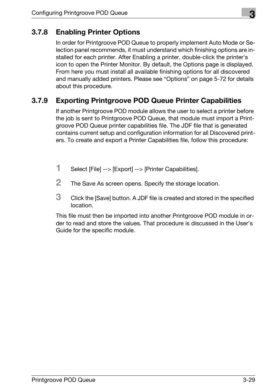 Enabling printer options -29 | Konica Minolta Printgroove User Manual | Page 50 / 195