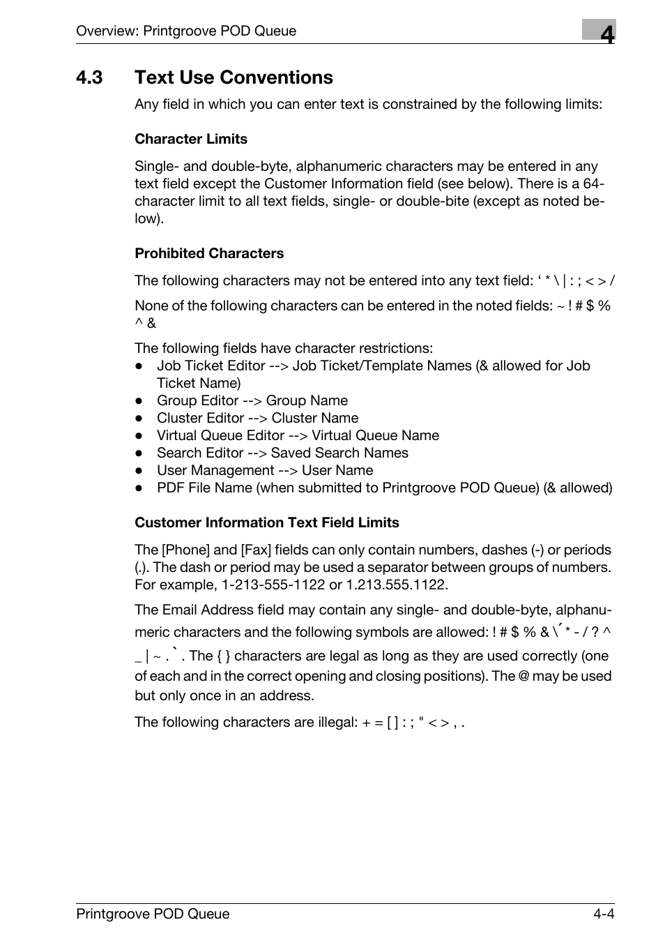3 text use conventions, Text use conventions -4 | Konica Minolta Printgroove User Manual | Page 59 / 195