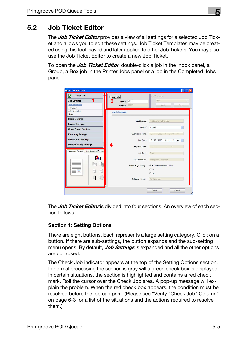 2 job ticket editor, Job ticket editor -5 | Konica Minolta Printgroove User Manual | Page 76 / 195