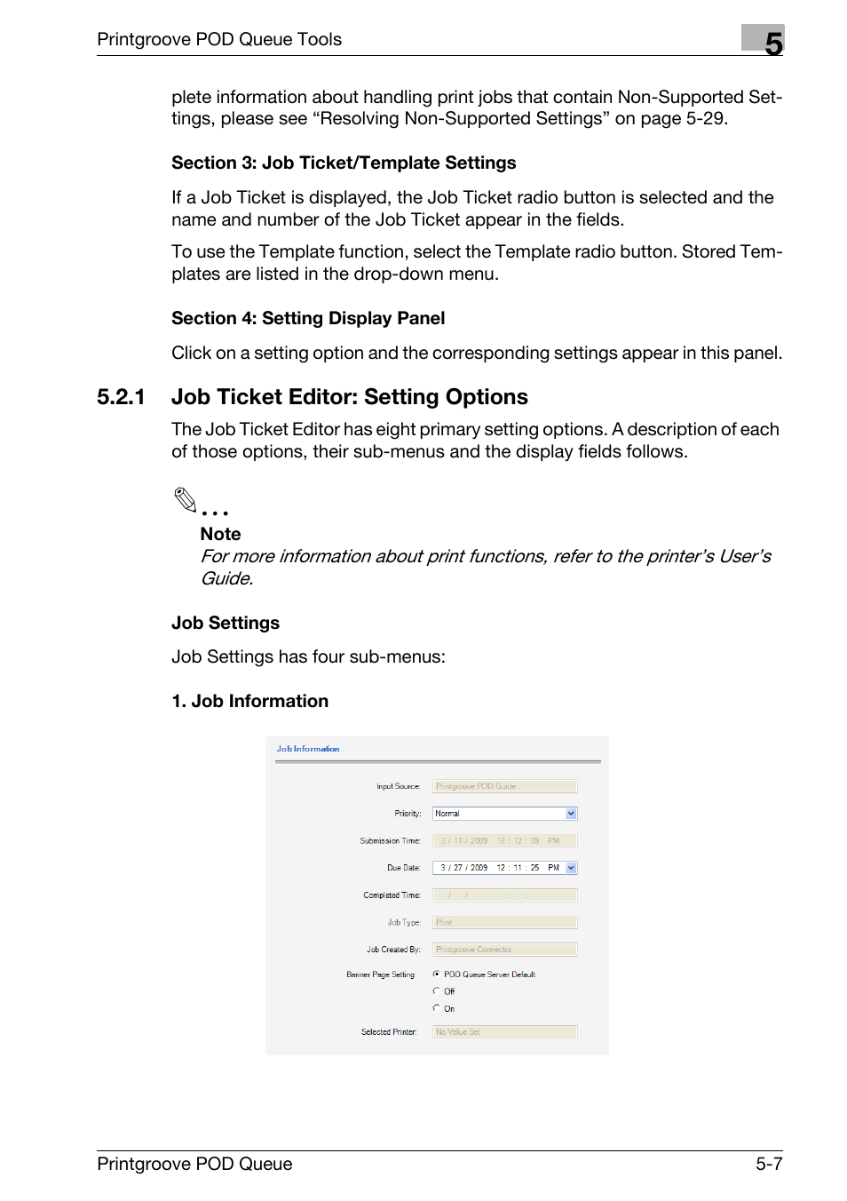 Job ticket editor: setting options -7 | Konica Minolta Printgroove User Manual | Page 78 / 195