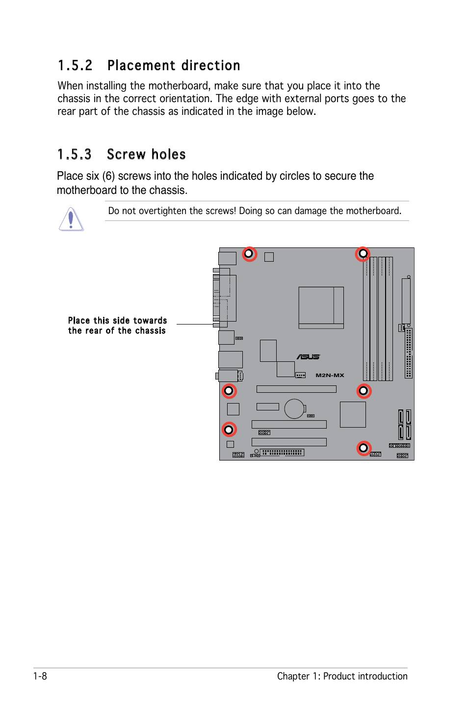 2 placement direction, 3 screw holes | Asus M2N-MX User Manual | Page 18 / 86