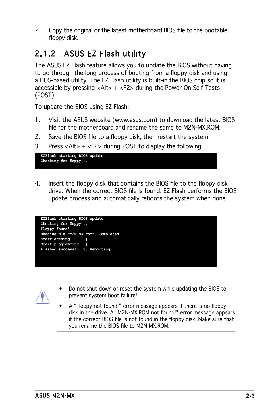 2 asus ez flash utility | Asus M2N-MX User Manual | Page 43 / 86