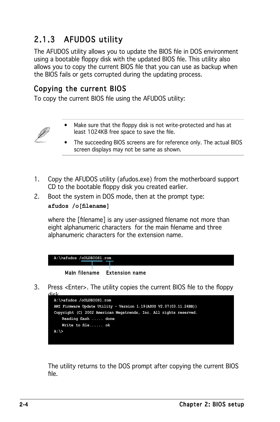 3 afudos utility, Copying the current bios | Asus M2N-MX User Manual | Page 44 / 86