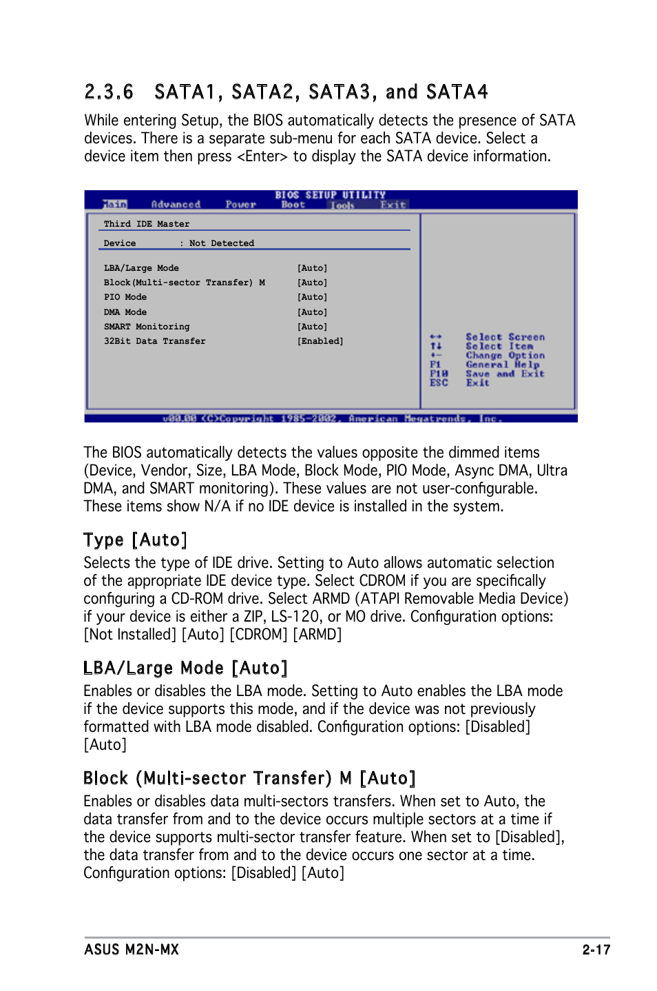 Type [auto, Lba/large mode [auto, Block (multi-sector transfer) m [auto | Asus M2N-MX User Manual | Page 57 / 86