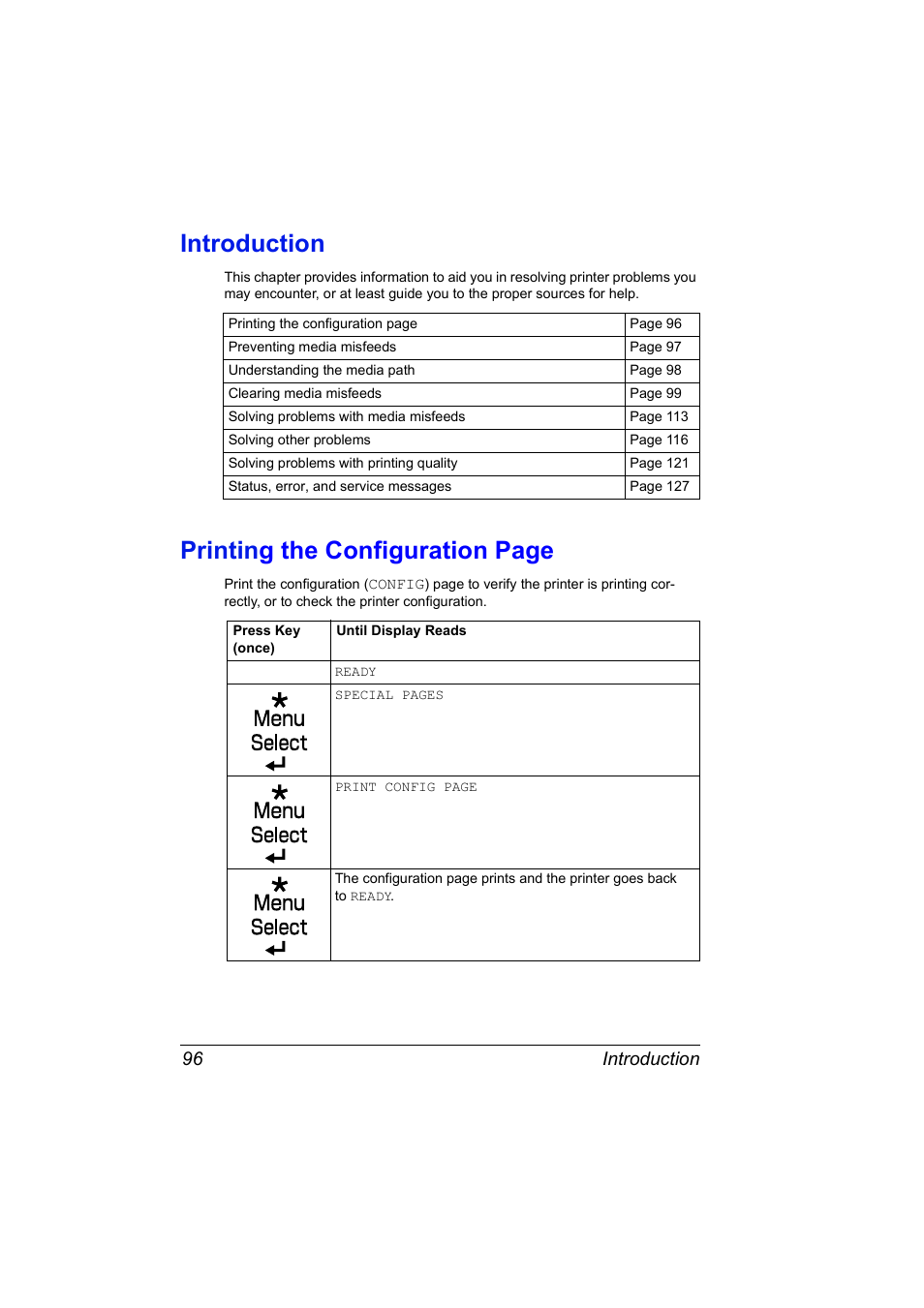 Introduction, Printin g the configuration page, Introduction 96 | Konica Minolta Magicolor 5440 DL User Manual | Page 106 / 164