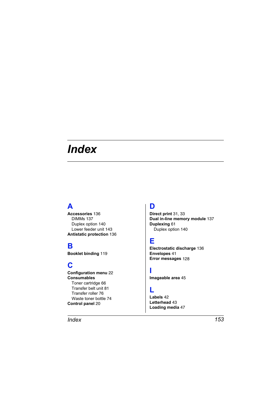 Index | Konica Minolta Magicolor 5440 DL User Manual | Page 163 / 164