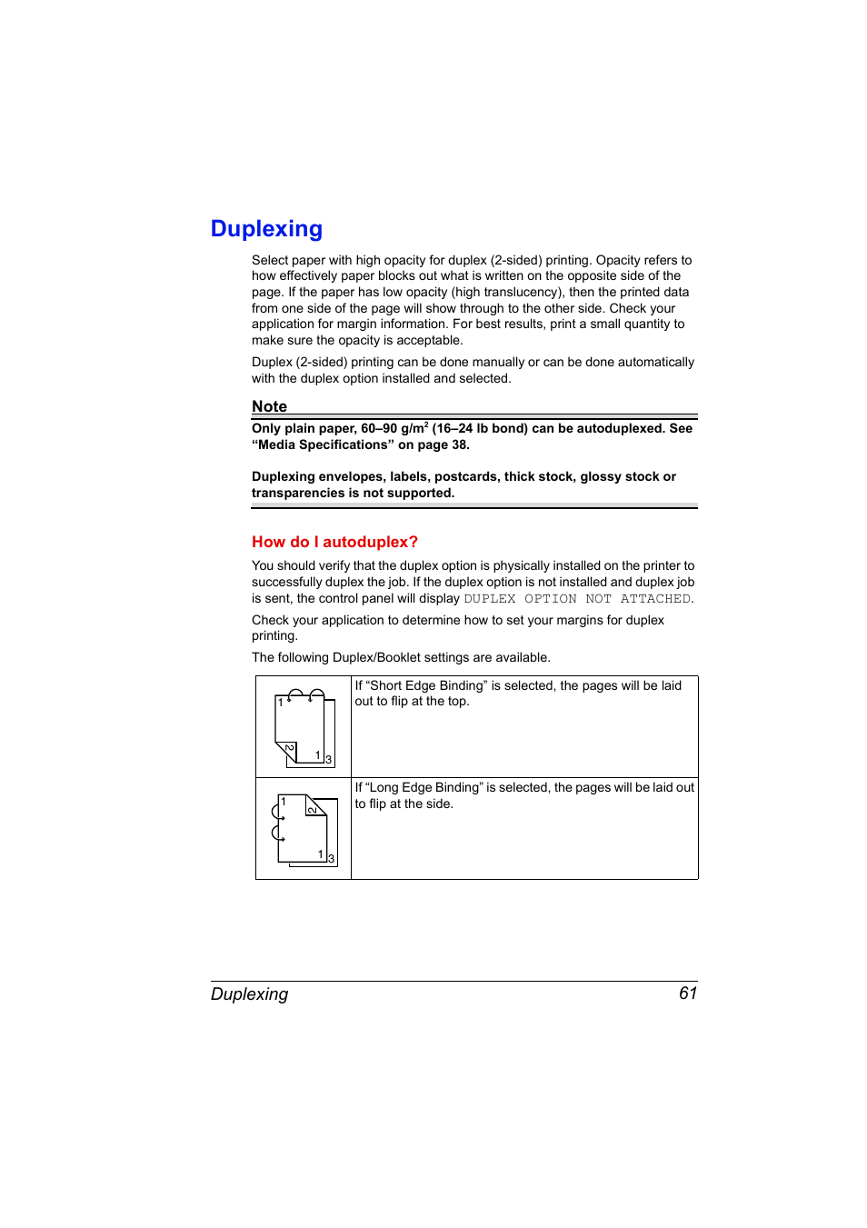 Duplexing, Duplexing 61 | Konica Minolta Magicolor 5440 DL User Manual | Page 71 / 164