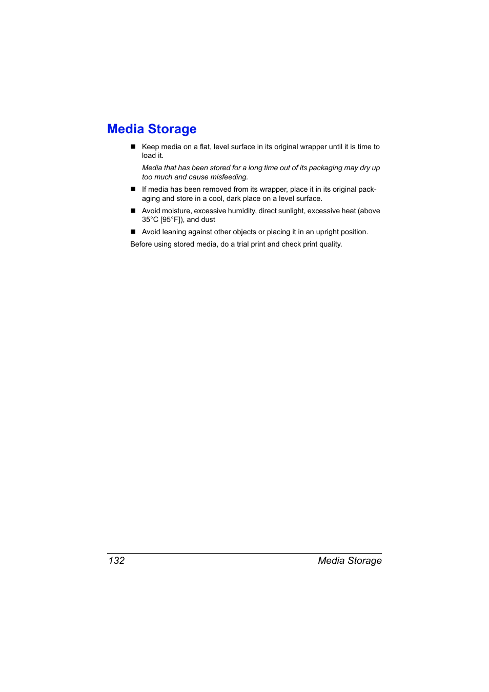 Media storage, Media storage 132 | Konica Minolta MAGICOLOR 4695MF User Manual | Page 146 / 346