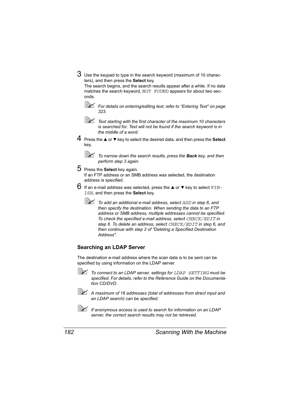 Searching an ldap server, Searching an ldap server 182 | Konica Minolta MAGICOLOR 4695MF User Manual | Page 196 / 346