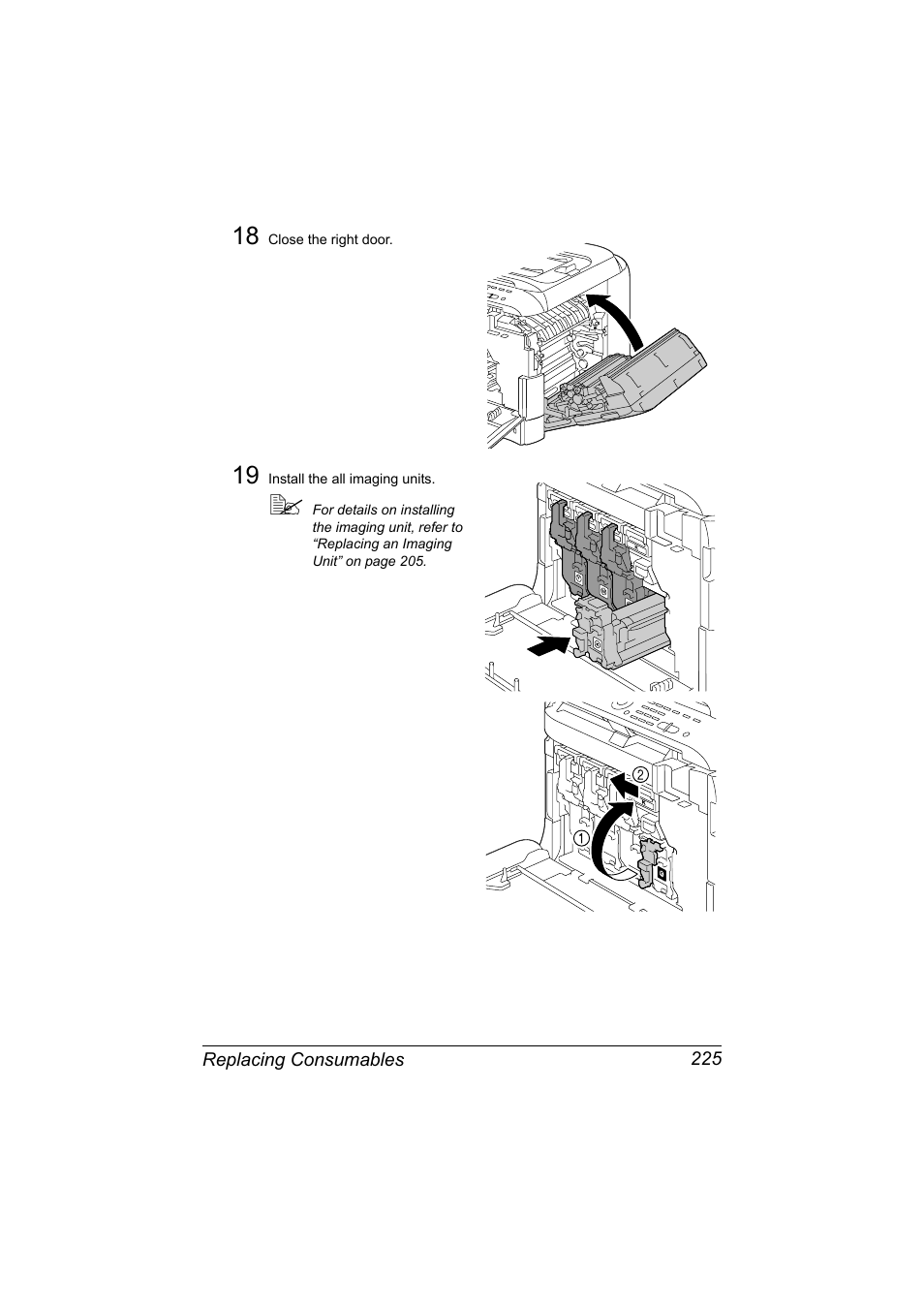 Replacing consumables 225 | Konica Minolta MAGICOLOR 4695MF User Manual | Page 239 / 346