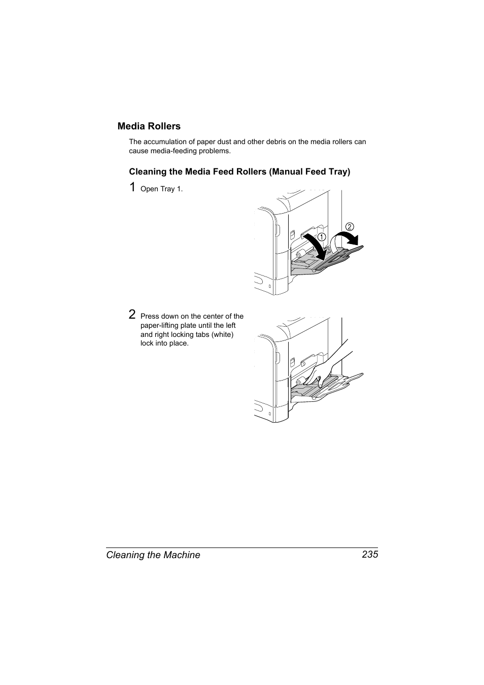 Media rollers, Cleaning the media feed rollers (manual feed tray), Media rollers 235 | Konica Minolta MAGICOLOR 4695MF User Manual | Page 249 / 346