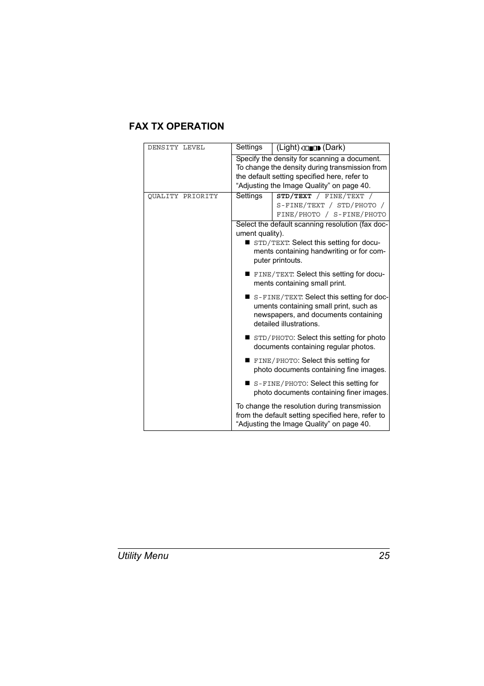 Fax tx operation, Fax tx operation 25, Utility menu 25 fax tx operation | Konica Minolta magicolor 4690MF User Manual | Page 31 / 108