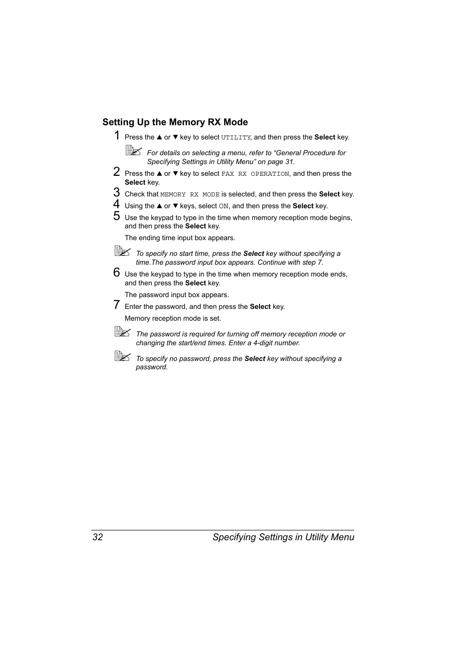 Setting up the memory rx mode, Setting up the memory rx mode 32 | Konica Minolta magicolor 4690MF User Manual | Page 38 / 108