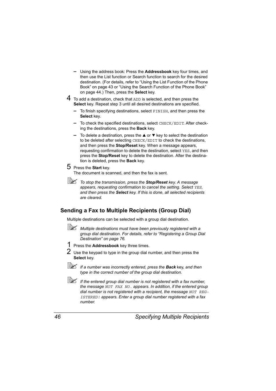 Sending a fax to multiple recipients (group dial) | Konica Minolta magicolor 4690MF User Manual | Page 52 / 108