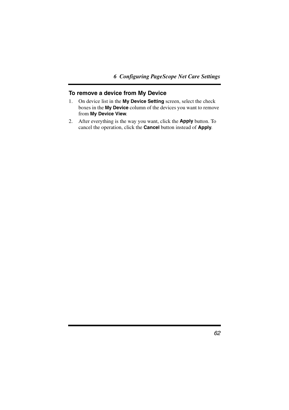 To remove a device from my device | Konica Minolta PageScope Net Care User Manual | Page 73 / 145
