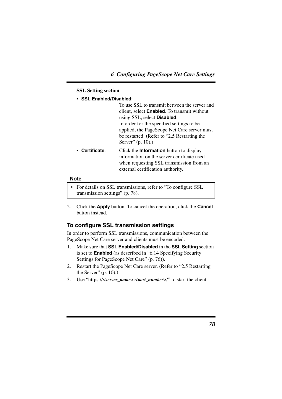 To configure ssl transmission settings | Konica Minolta PageScope Net Care User Manual | Page 89 / 145