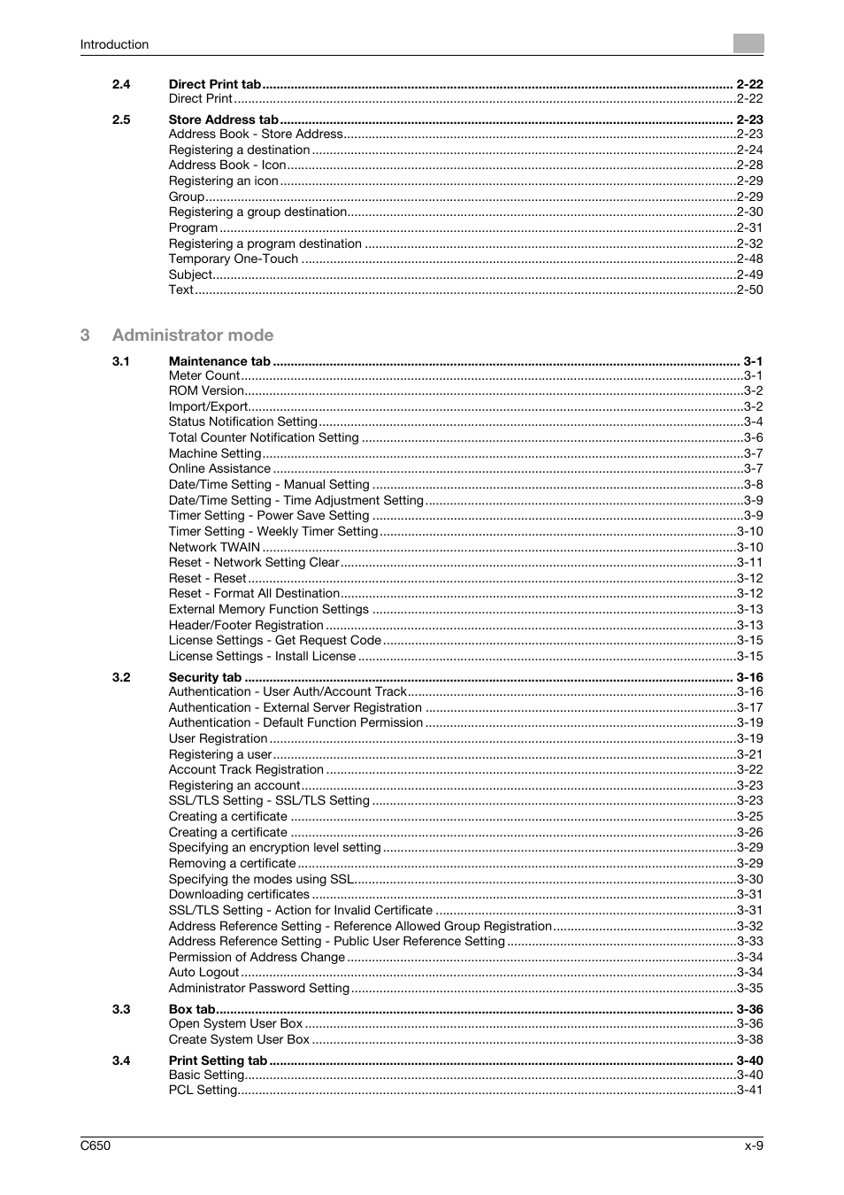 3administrator mode | Konica Minolta bizhub C650 User Manual | Page 10 / 165