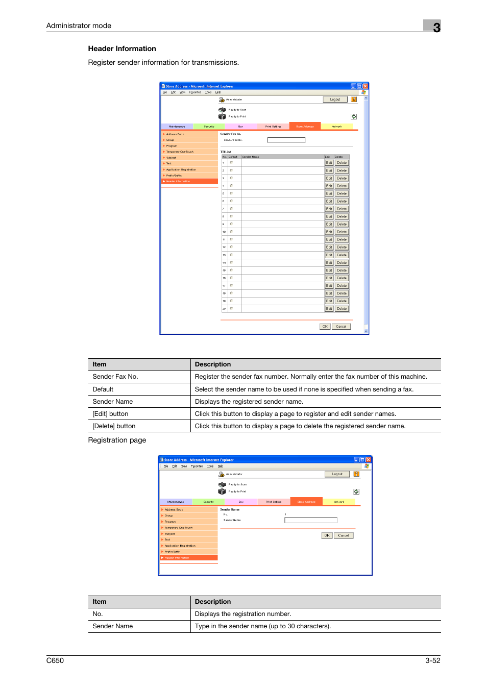 Header information, Header information -52 | Konica Minolta bizhub C650 User Manual | Page 126 / 165
