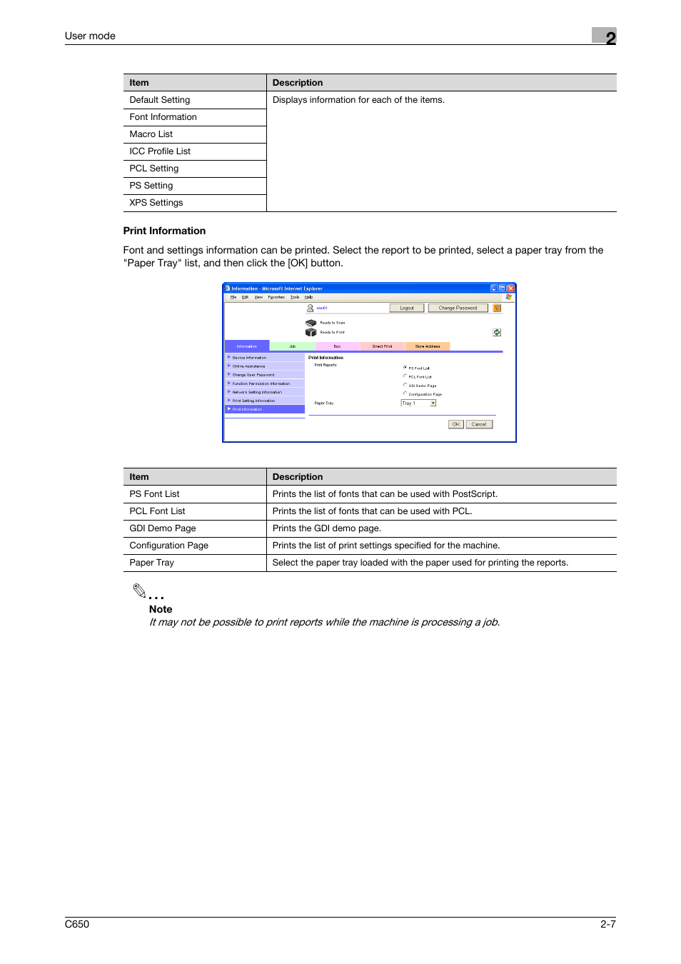 Print information, Print information -7 | Konica Minolta bizhub C650 User Manual | Page 31 / 165