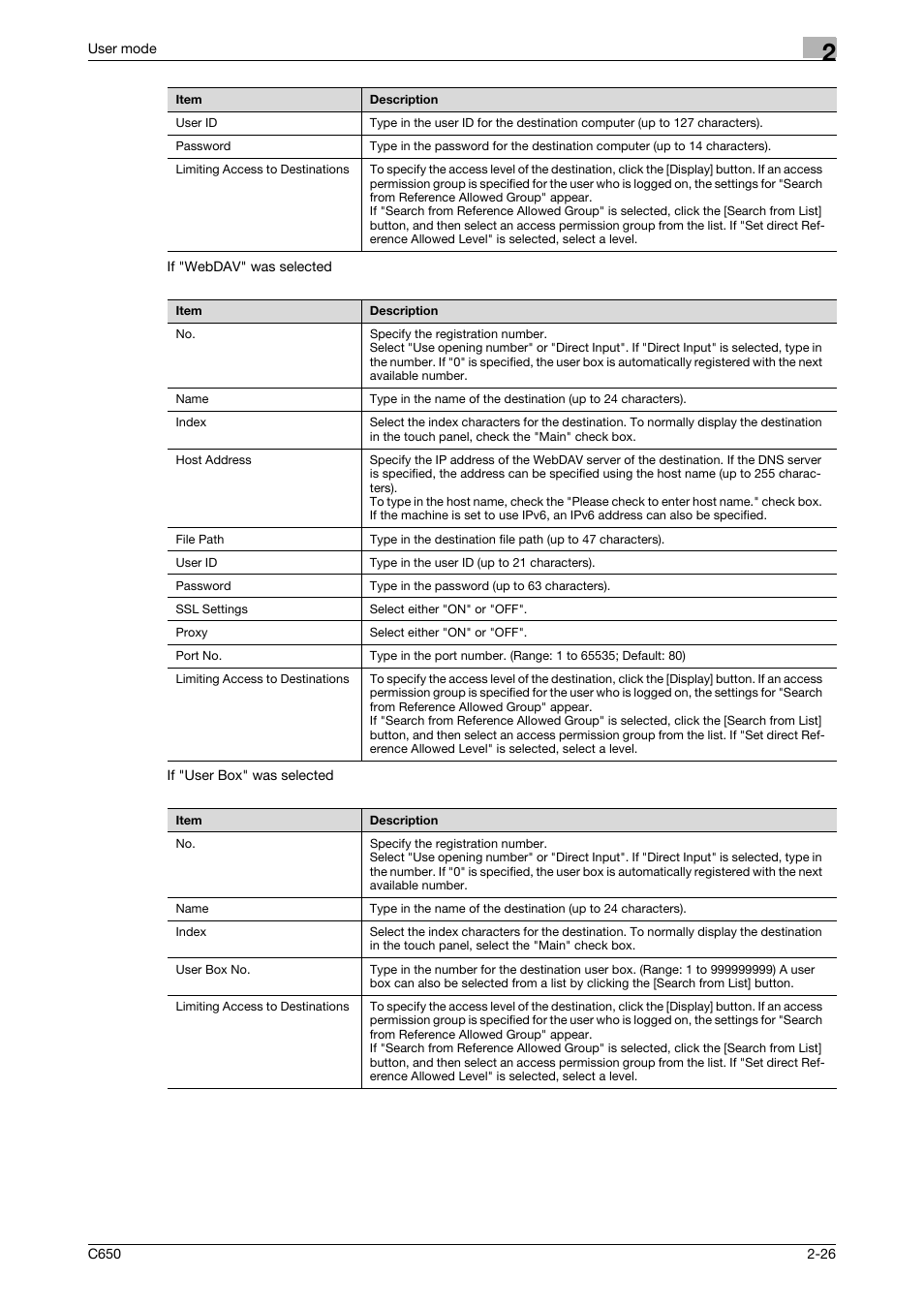 Konica Minolta bizhub C650 User Manual | Page 50 / 165