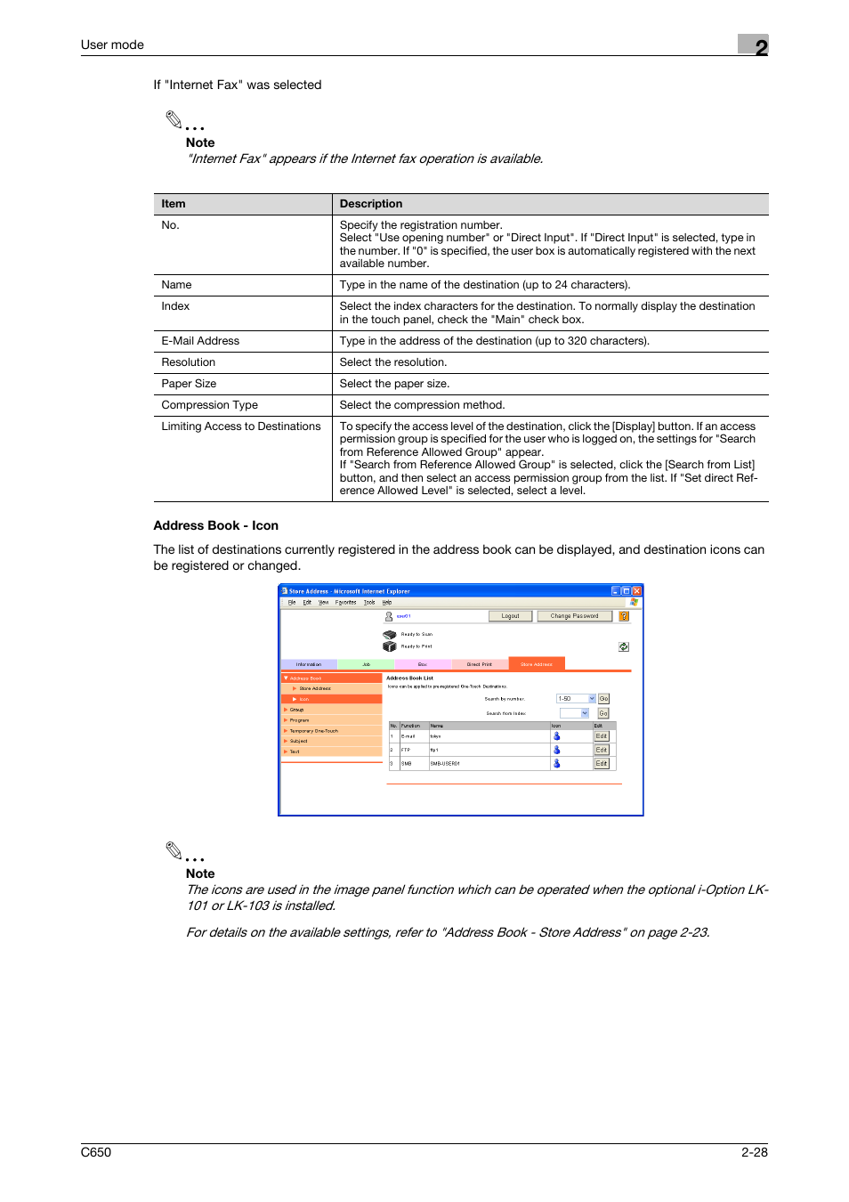 Address book - icon, Address book - icon -28 | Konica Minolta bizhub C650 User Manual | Page 52 / 165