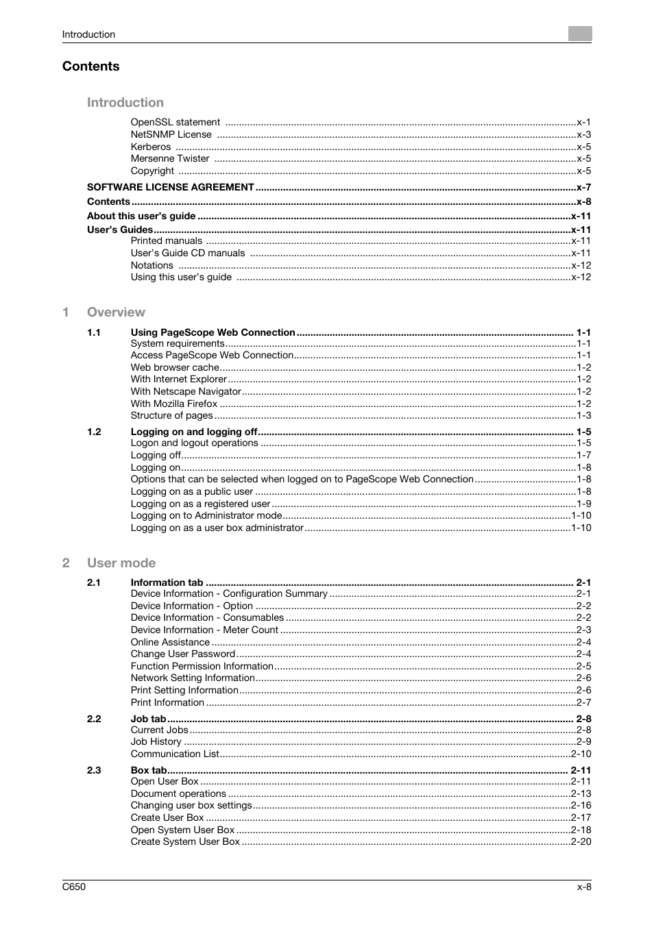 Konica Minolta bizhub C650 User Manual | Page 9 / 165