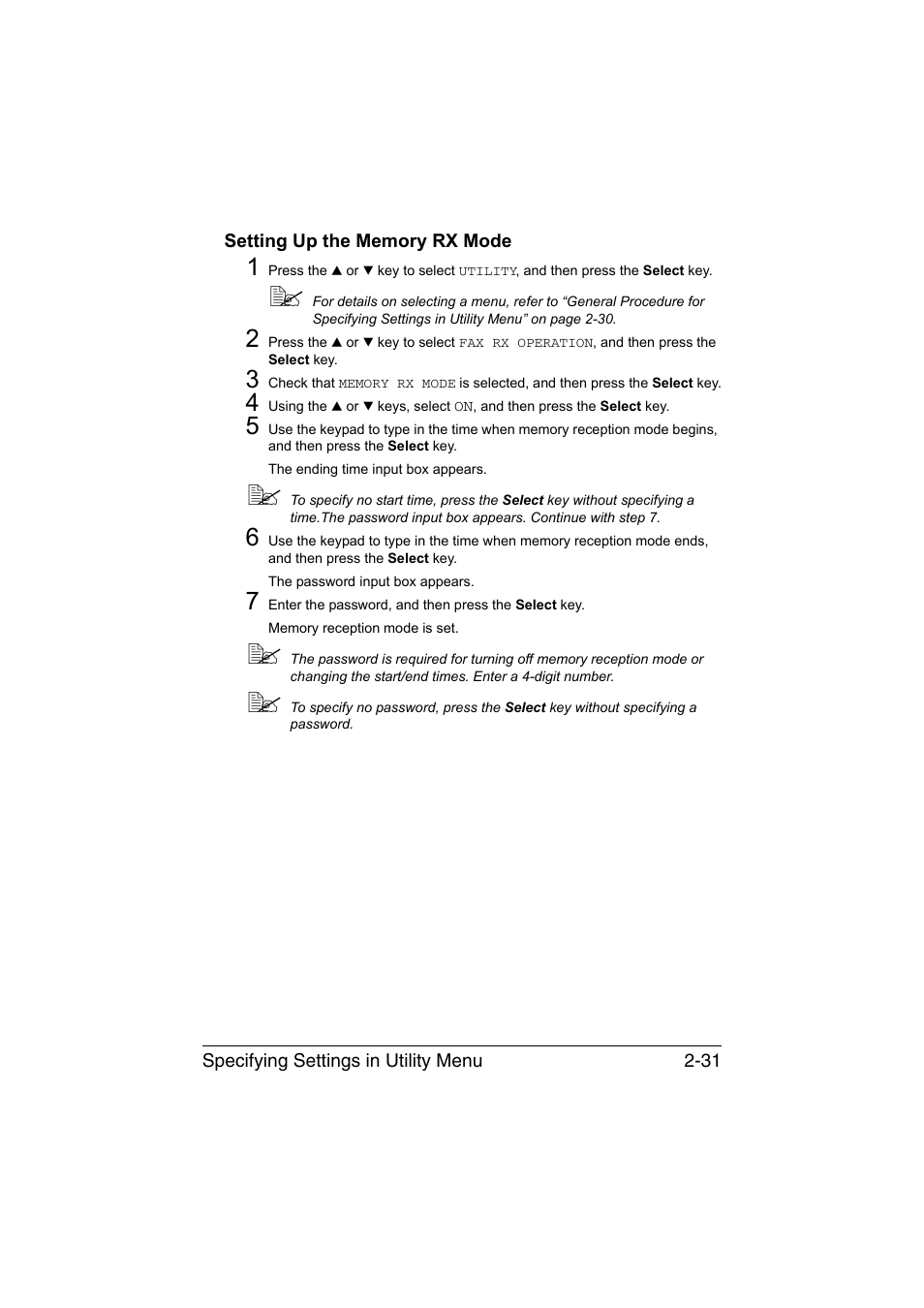Setting up the memory rx mode, Setting up the memory rx mode -31 | Konica Minolta magicolor 1690MF User Manual | Page 42 / 113