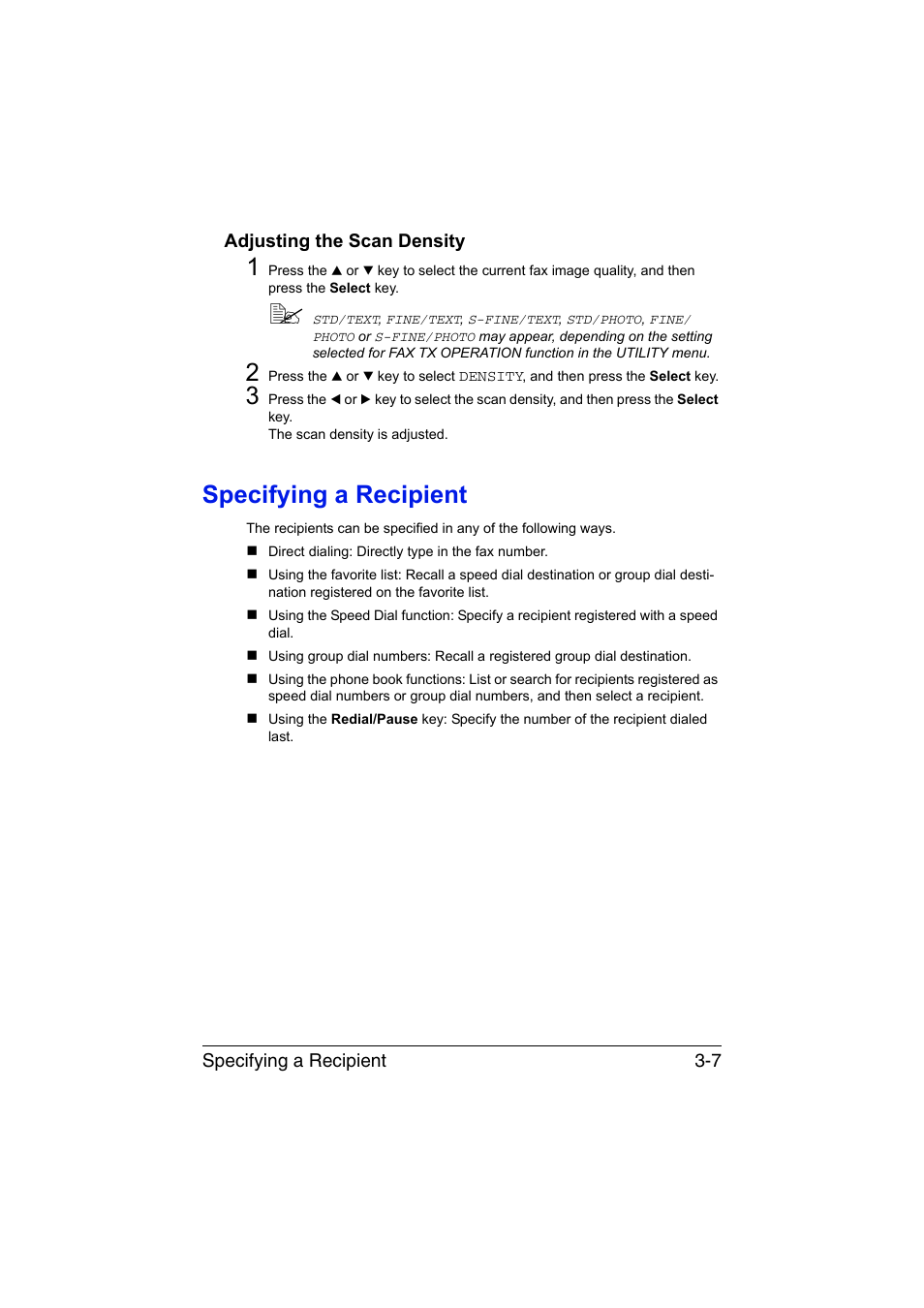 Adjusting the scan density, Specifying a recipient, Adjusting the scan density -7 | Specifying a recipient -7 | Konica Minolta magicolor 1690MF User Manual | Page 50 / 113