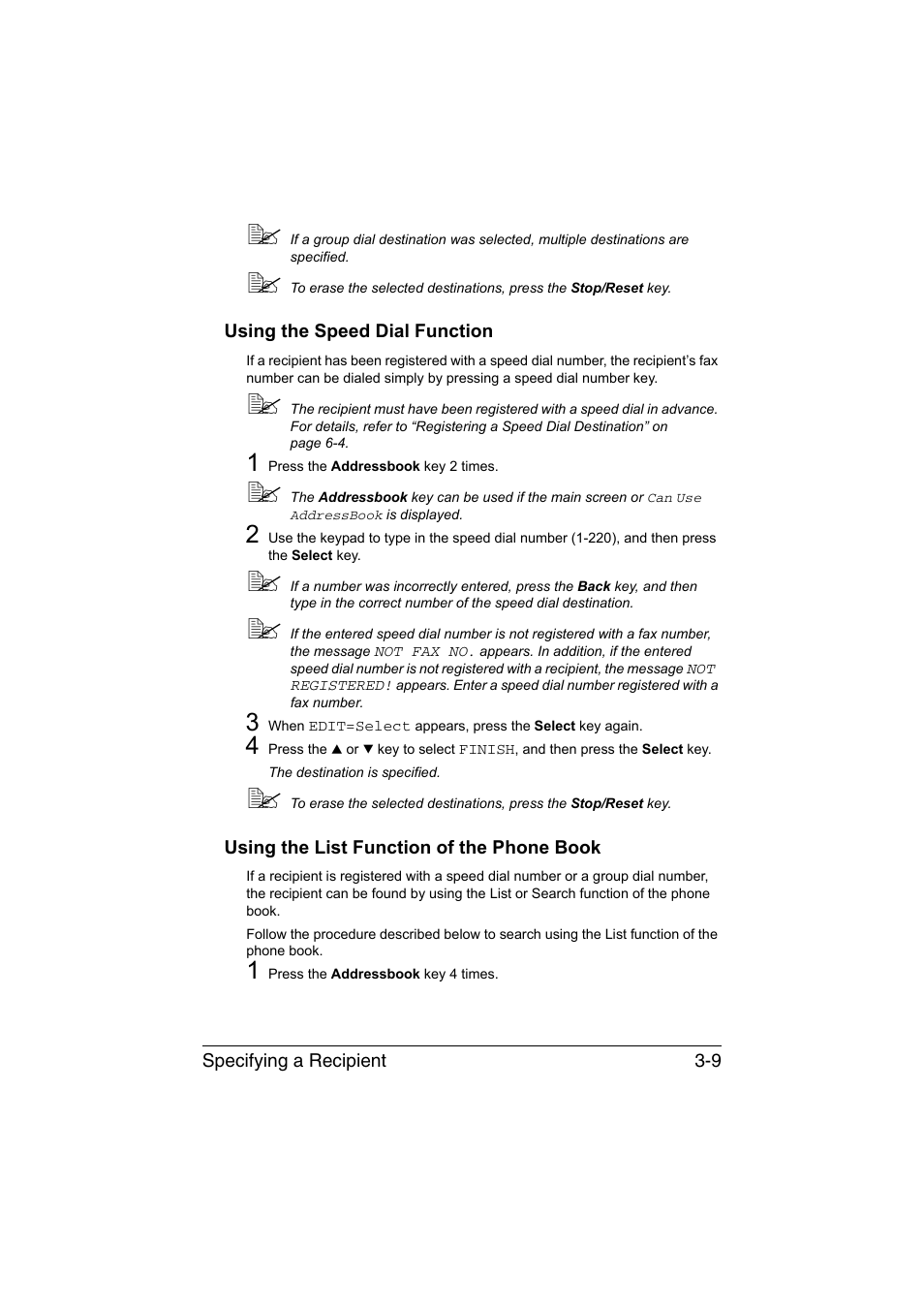 Using the speed dial function, Using the list function of the phone book | Konica Minolta magicolor 1690MF User Manual | Page 52 / 113