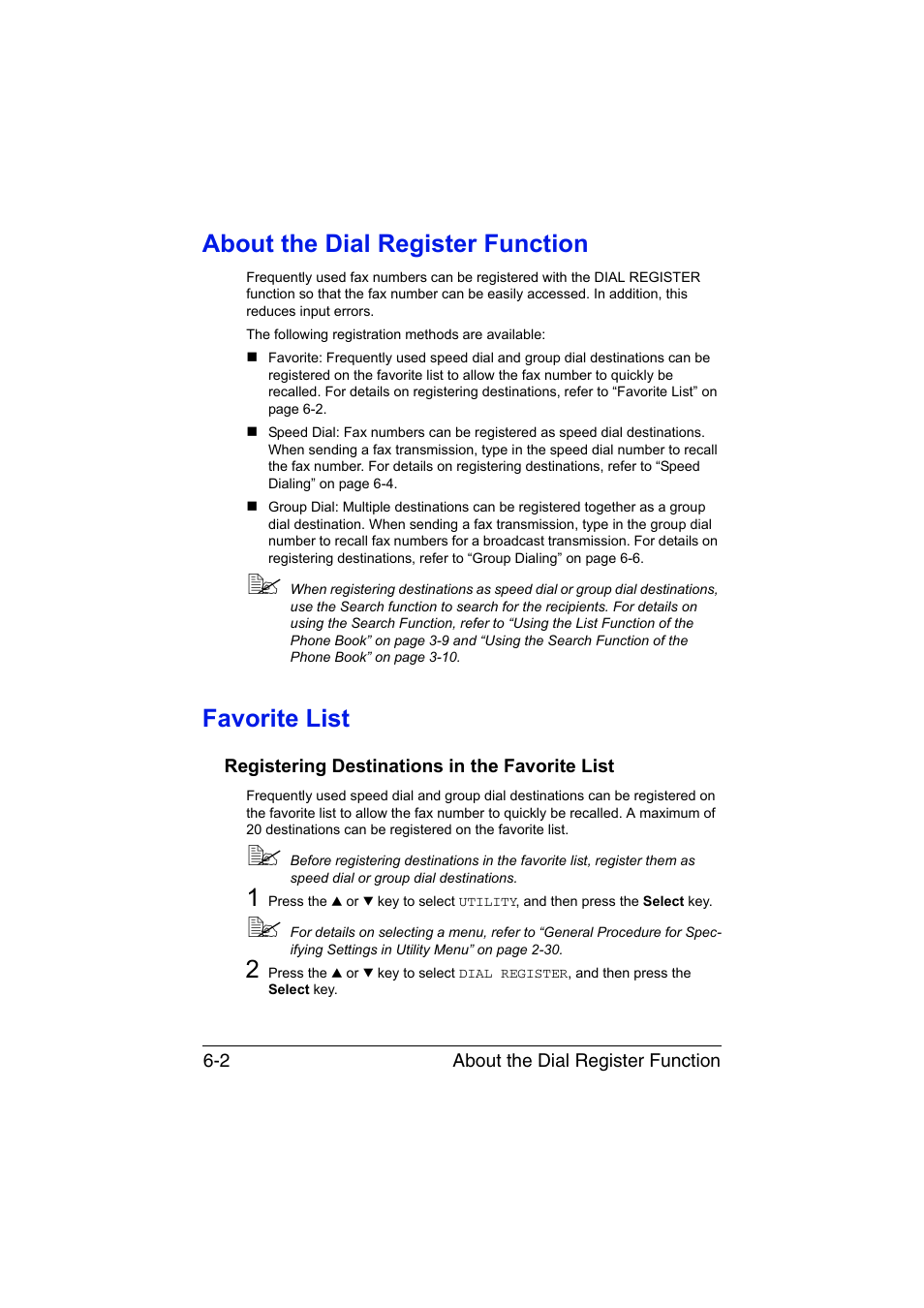 About the dial register function, Favorite list, Registering destinations in the favorite list | Registering destinations in the favorite list -2 | Konica Minolta magicolor 1690MF User Manual | Page 83 / 113