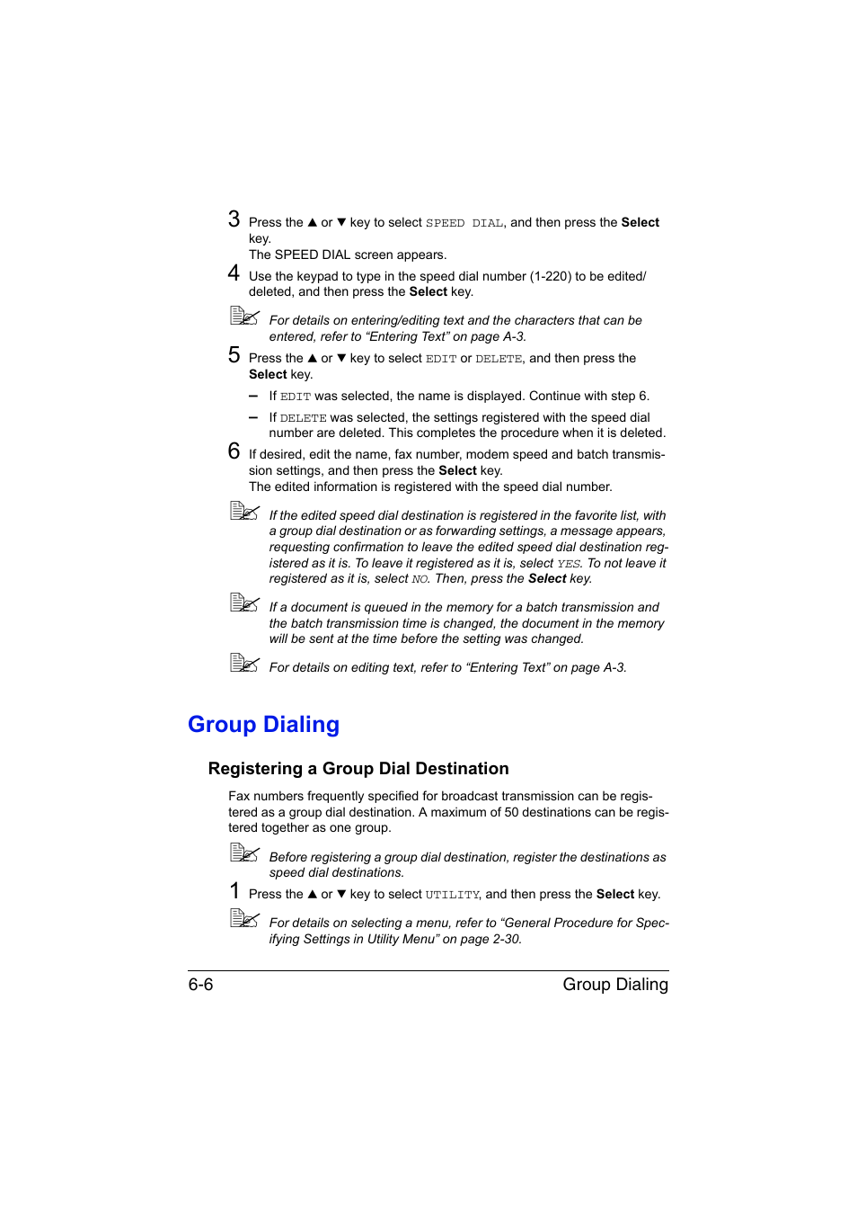 Group dialing, Registering a group dial destination, Group dialing -6 | Registering a group dial destination -6 | Konica Minolta magicolor 1690MF User Manual | Page 87 / 113