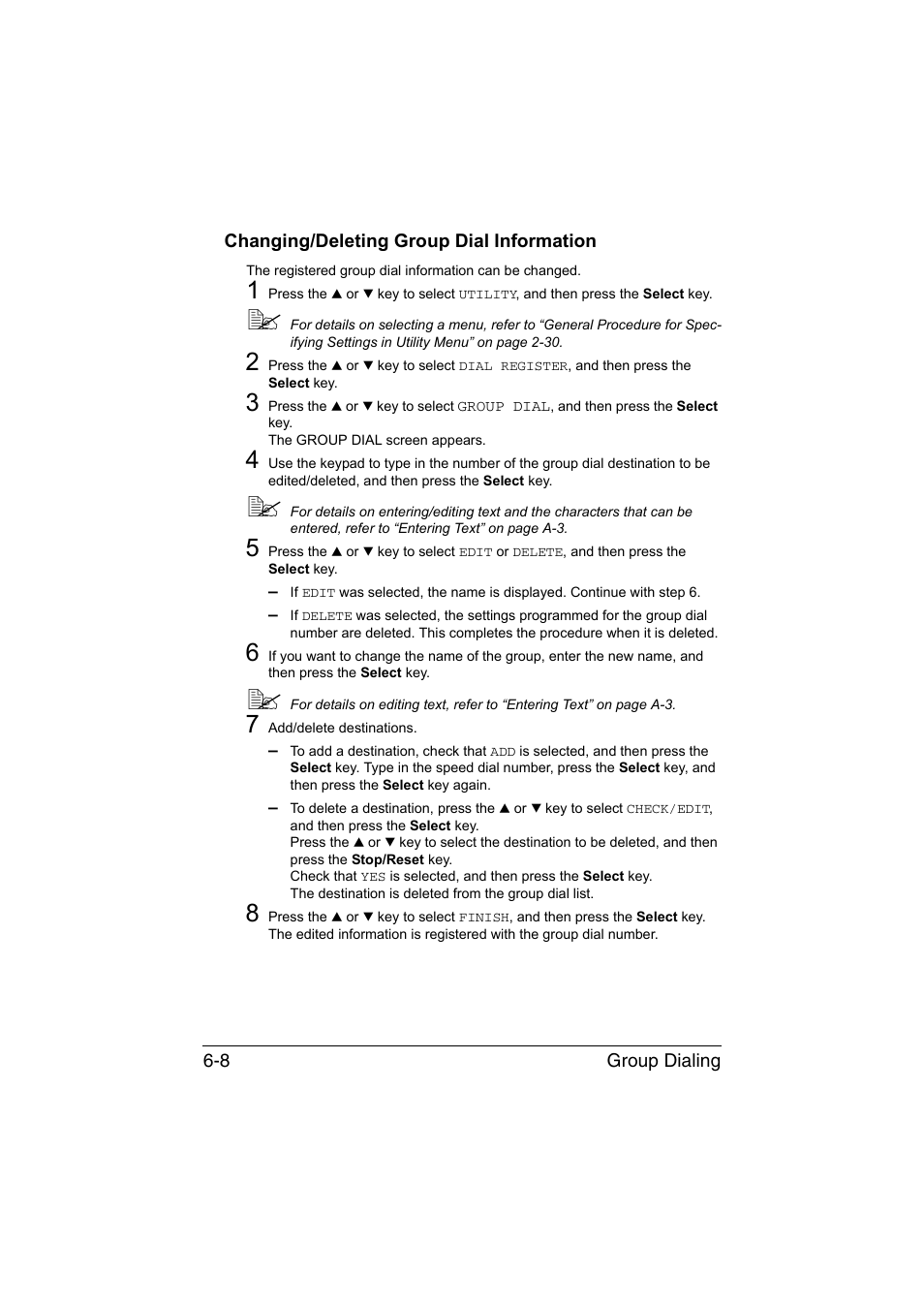 Changing/deleting group dial information, Changing/deleting group dial information -8 | Konica Minolta magicolor 1690MF User Manual | Page 89 / 113