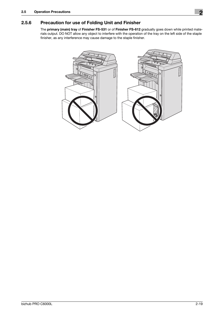 6 precaution for use of folding unit and finisher | Konica Minolta bizhub PRO C6000L User Manual | Page 29 / 36