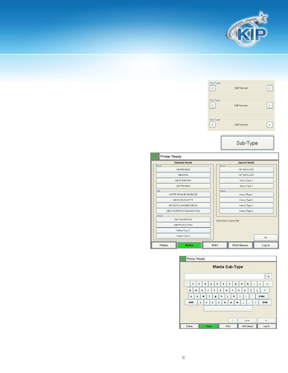 Kip c7800 touchscreen software, Sub-type | Konica Minolta KIP C7800 User Manual | Page 27 / 42