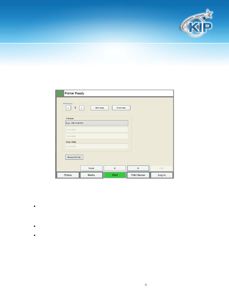 File set up – copies and media, Kip c7800 touchscreen software | Konica Minolta KIP C7800 User Manual | Page 35 / 42