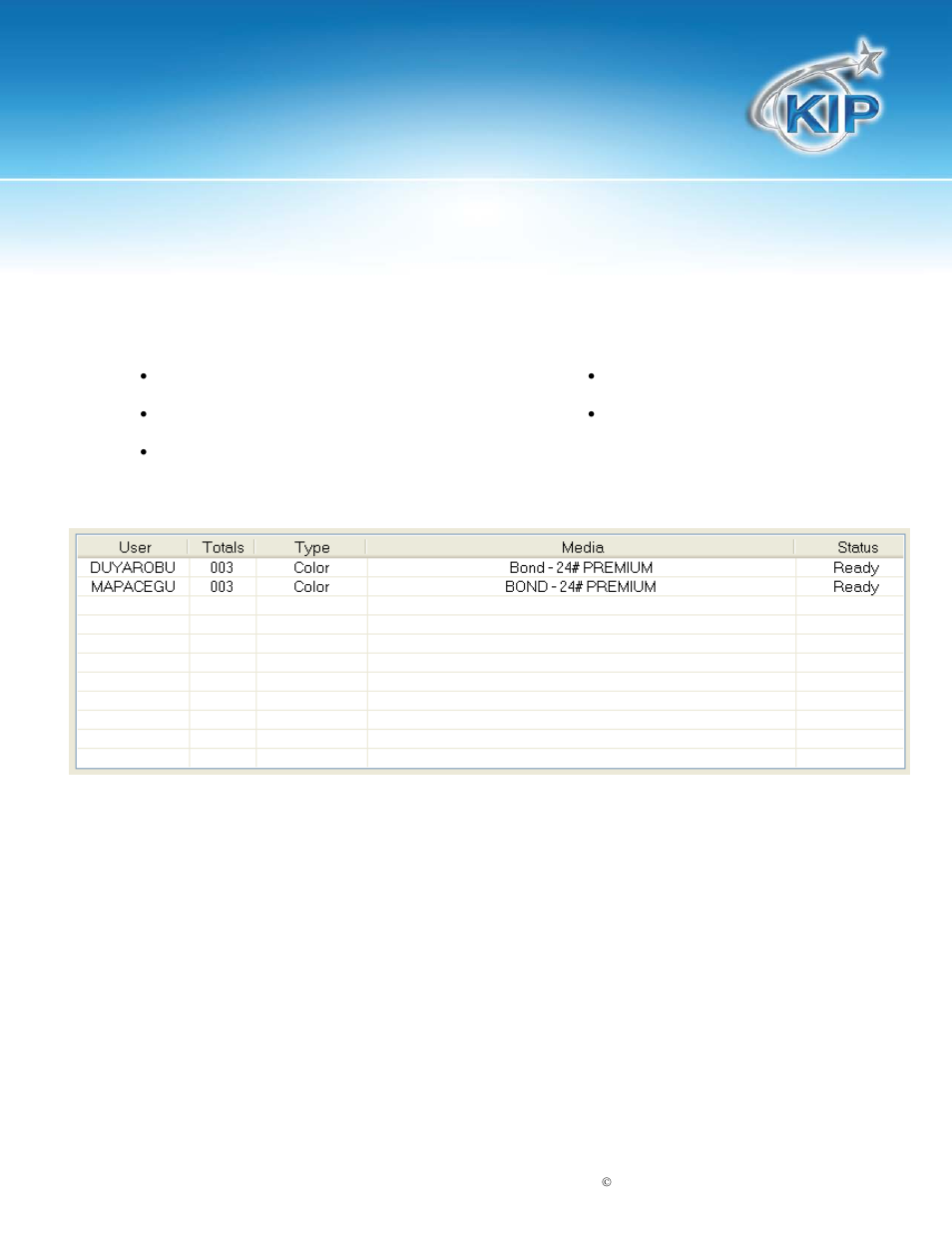 Current job list, Kip c7800 touchscreen software | Konica Minolta KIP C7800 User Manual | Page 9 / 42