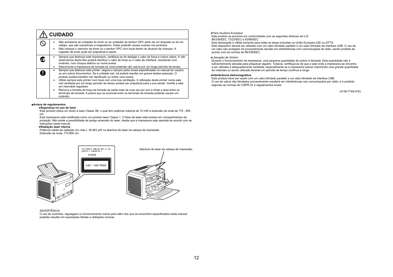 Cuidado | Konica Minolta PagePro 1300 Series User Manual | Page 13 / 46