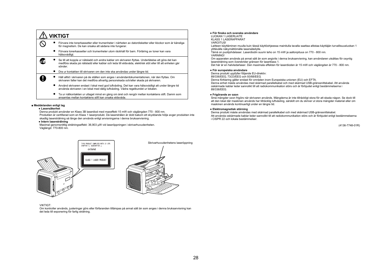 Viktigt | Konica Minolta PagePro 1300 Series User Manual | Page 29 / 46