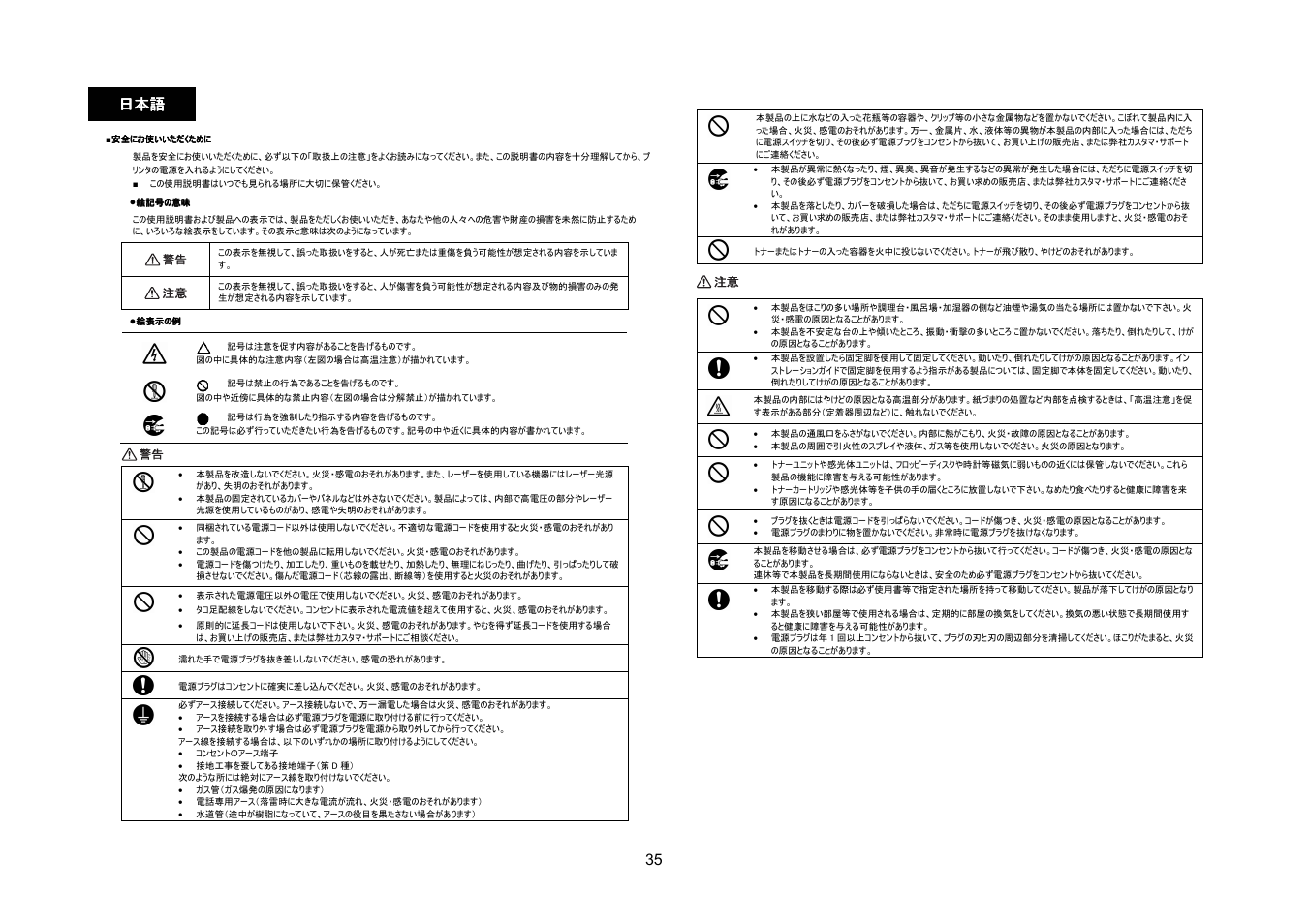 35 日本語 日本語 日本語 日本語 | Konica Minolta PagePro 1300 Series User Manual | Page 36 / 46