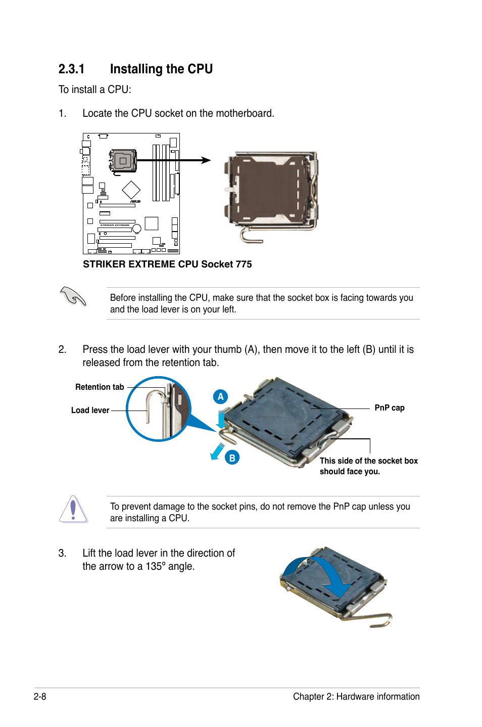 1 installing the cpu | Asus Striker Extreme User Manual | Page 34 / 172