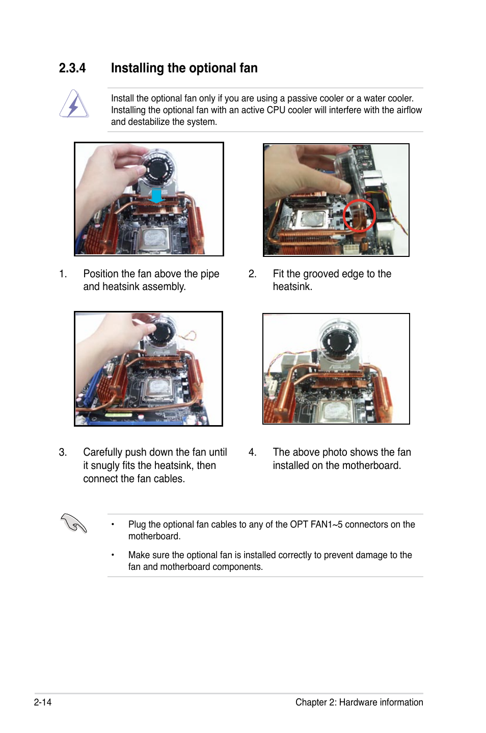 4 installing the optional fan | Asus Striker Extreme User Manual | Page 40 / 172