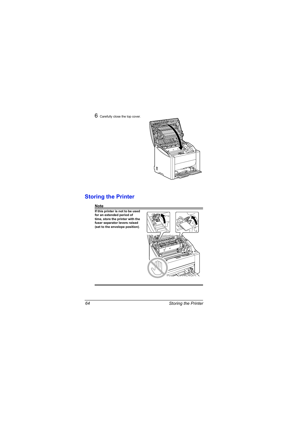 Storing the printer, Storing the printer 64 | Konica Minolta magicolor 2500W User Manual | Page 72 / 108
