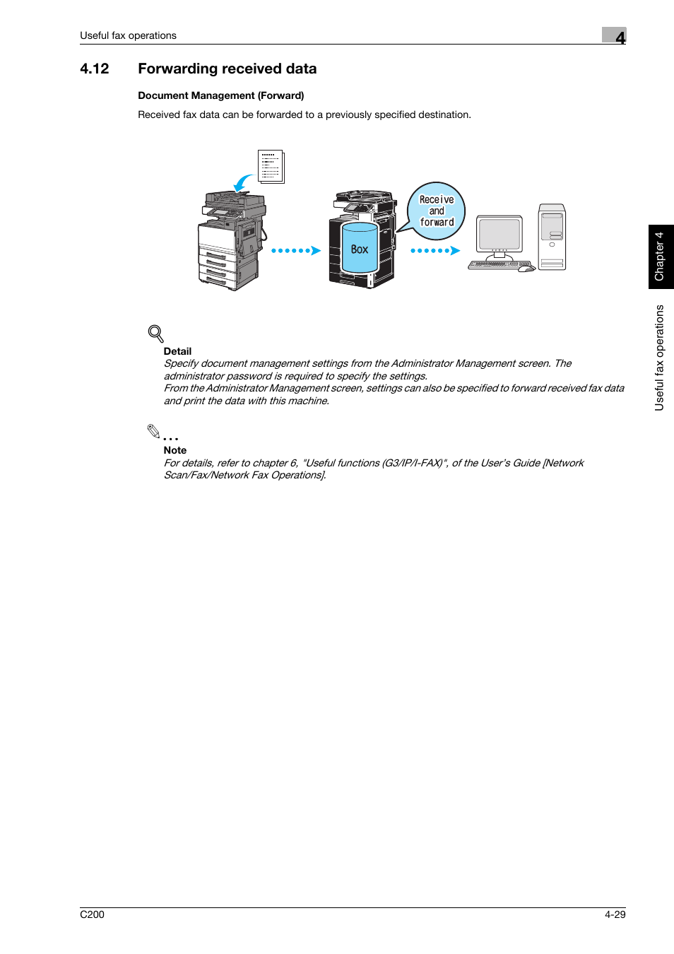 12 forwarding received data, Document management (forward), Forwarding received data -29 | Konica Minolta bizhub C200 User Manual | Page 144 / 186