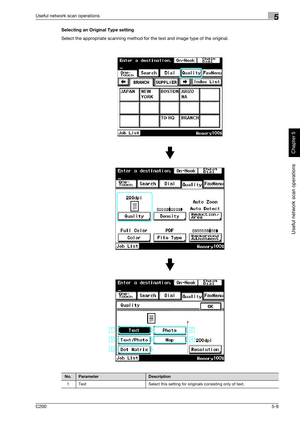 Selecting an original type setting | Konica Minolta bizhub C200 User Manual | Page 156 / 186