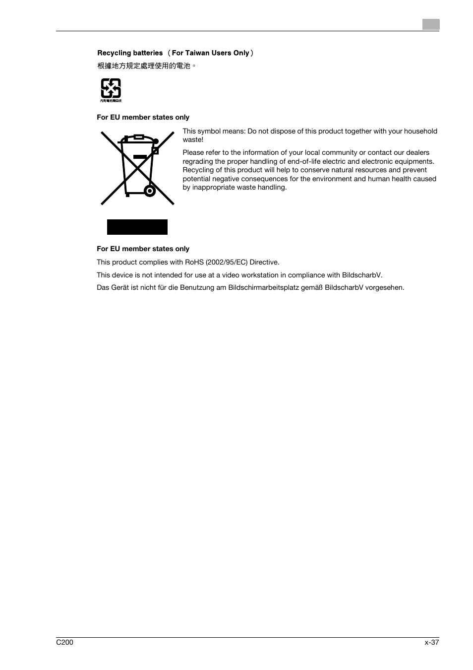 For eu member states only | Konica Minolta bizhub C200 User Manual | Page 38 / 186