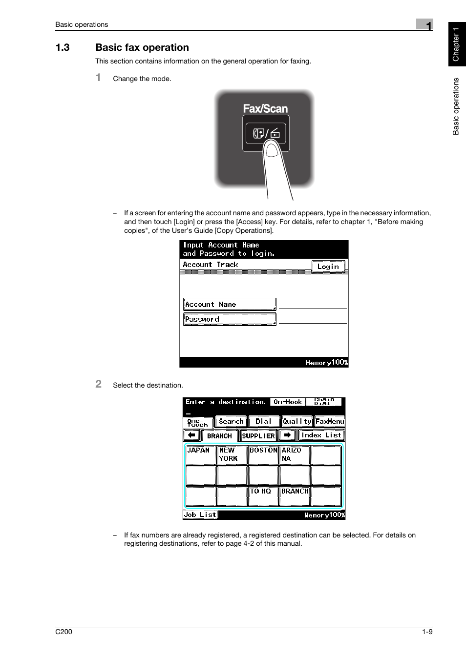 3 basic fax operation, Basic fax operation -9 | Konica Minolta bizhub C200 User Manual | Page 82 / 186