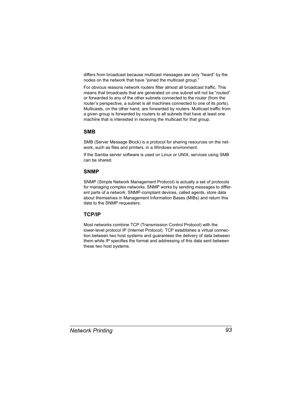 Snmp, Tcp/ip, Smb 93 snmp 93 tcp/ip 93 | Konica Minolta magicolor 2530 User Manual | Page 101 / 144