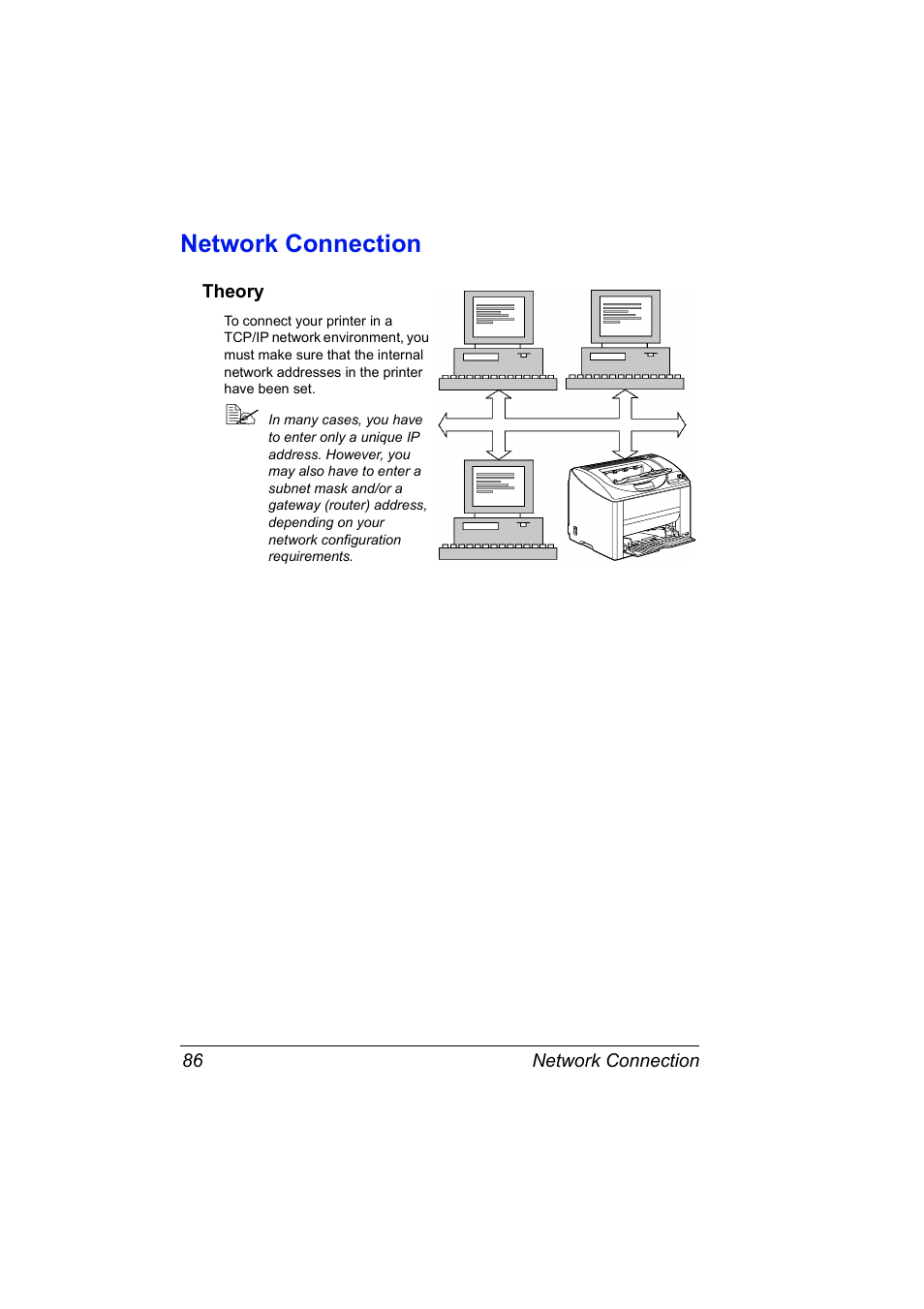 Network connection, Theory, Network connection 86 | Theory 86 | Konica Minolta magicolor 2530 User Manual | Page 94 / 144