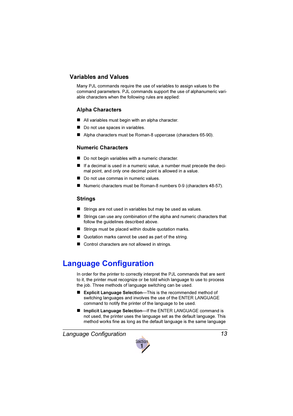 Language configuration, Language configuration 13 variables and values | Konica Minolta Magicolor 2350EN User Manual | Page 17 / 82