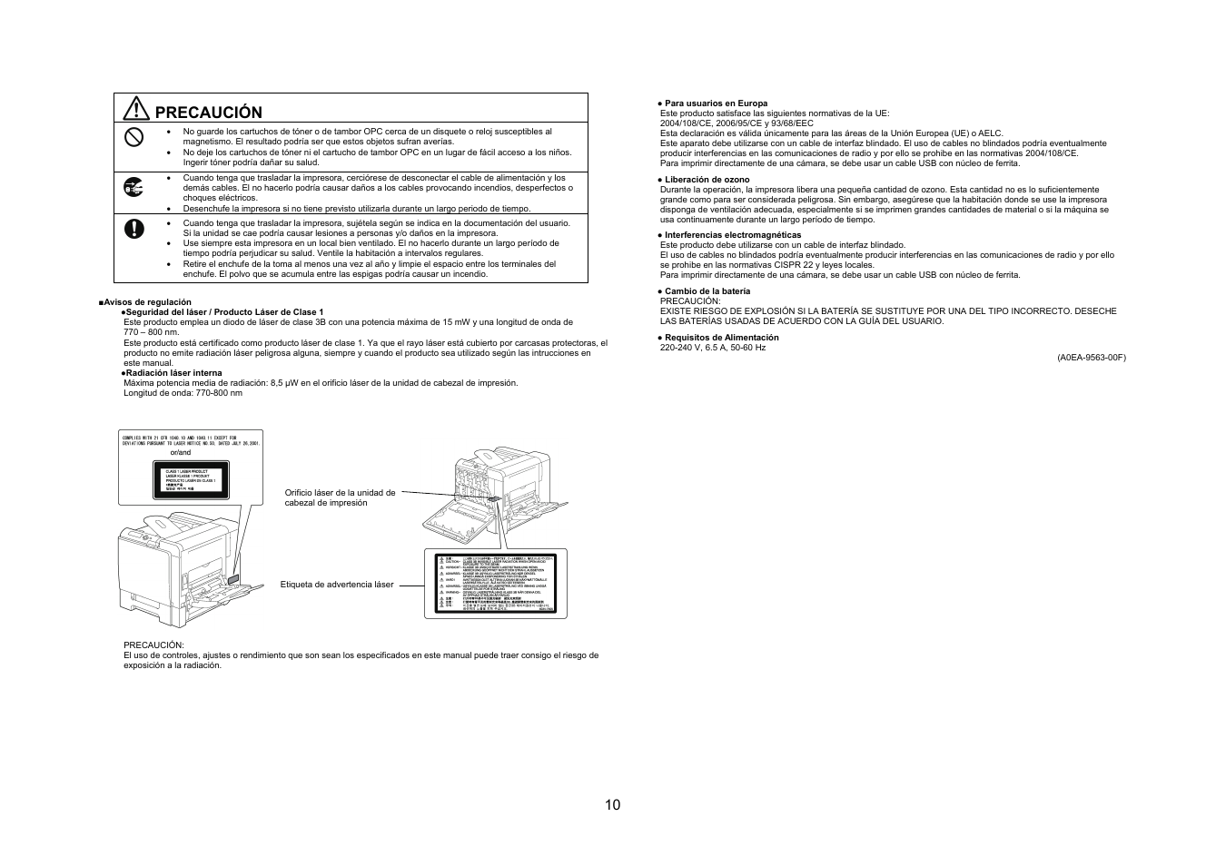 Precaución | Konica Minolta bizhub C31P User Manual | Page 11 / 40